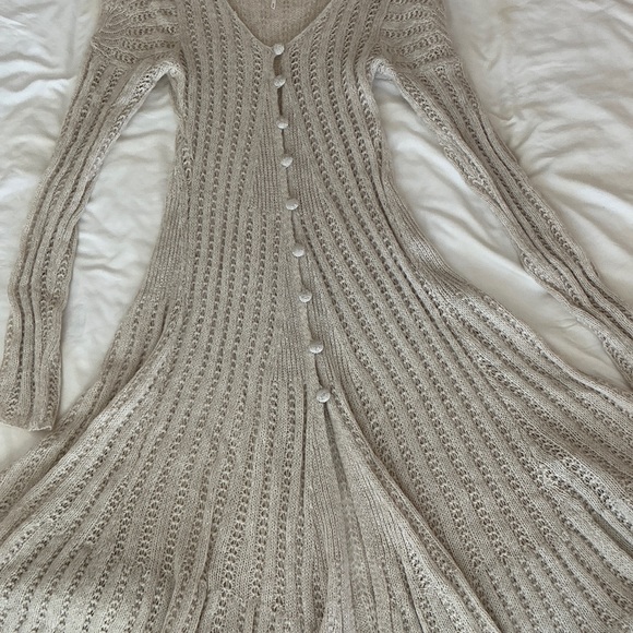 Free People Cream Long Sleeve Knit Dress - Picture 3 of 5